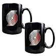 Portland Trail Blazers 2pc Black Ceramic Mug Set - Primary Logo NBA Basketball