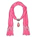 LERDU Plain Infinity Jersey Fringe Scarf Rhinestone Crackle Teardrop Jewelry Pendant Scarf Necklace For Women