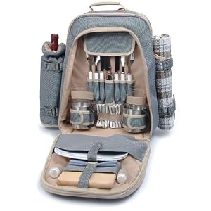 Buy The Camper Picnic Backpack for Two Grey Check - Picnic & Beyond
