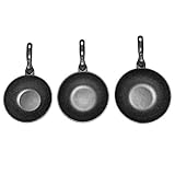 Wok Pans 3 Piece Marble Coated Nonstick Set