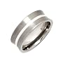 8mm Titanium Concave Ring With An Accented Band Of Silver