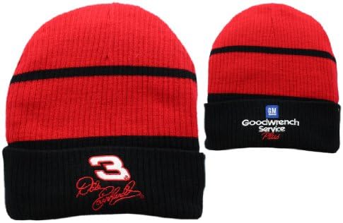 Nascar Driver Dale Earnhardt 3 Red Signature Goodwrench Red and Black Cuffed Knit Cap