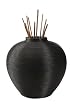 15" Black Oversized Bamboo Wrapped Decorative Vase