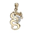 14K Two-Tone Gold Diamond Dragon Pendant - 0.03 Ct.