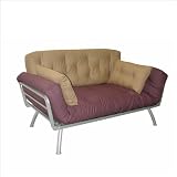 American Furniture Alliance Mali Flex Futon Frame and Cushions, Aubergine/Caper