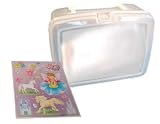 Lunchbox Translucent Plastic with White Handle plus Fairy Stickers