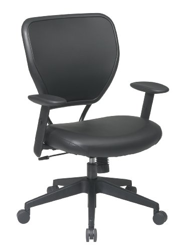 Office Star Vinyl Back Deluxe Task Chair with Vinyl Seat, Adjustable Angled Arms, Angled Base and Oversized Carpet Casters