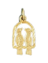 Dazzlers Solid 14k Gold Lovebirds Charm Pendant Available in three colors from jewelsberry (weights: 0.9 grams only)