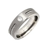 6mm Titanium Ring With Nautical Rope Accent And Single Cz Stone Channel Set Size S
