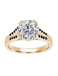 1.24 Ct Round H/I and Black Diamond 14K Yellow Gold Ring