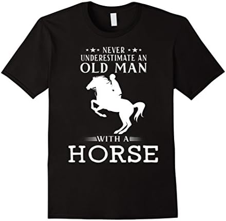 Men's Horse Lover Shirt - Old Man with a Horse Large Black