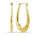 10K Yellow Gold Flat, Textured Oval Hoop Earrings title=
