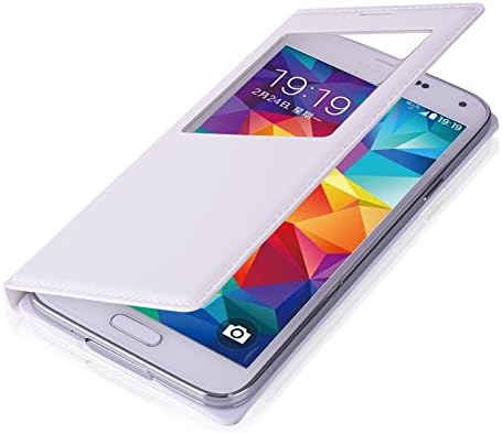 Privacy Protective Design Leather Case for Samsung Galaxy Note 3 S4 S5 Smart Privacy Protective Case for Mobile Phone Integrating Multifunctional Keys and Smart Sleep Window (S5 white)