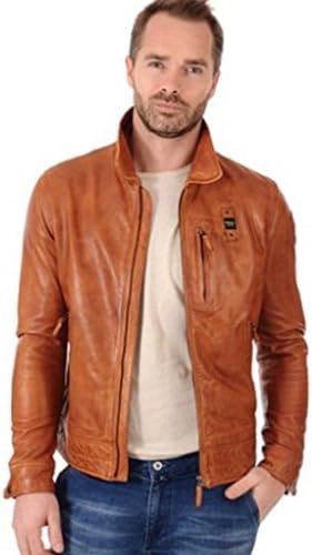 SAWD LEATHER Men's Lambskin LEATHER Motorcycle Biker jacket - 2X Large