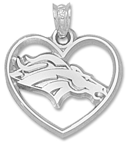 NFL Denver Broncos Sterling Silver Logo Heart Pendant