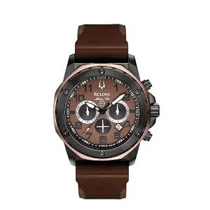 Buy Bulova Mens Marine Star Brown Dial Strap Watch #98B128 by Bulova
