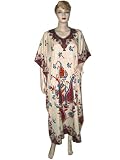 Kaftan for Womens Satin Crepe Caftan Printed Bohemian Resort Dress