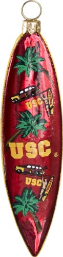 USC Trojans Collegiate Surfboard Blown Glass Ornament