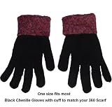 Black Chenille Gloves with cuff to match the 360 Scarf