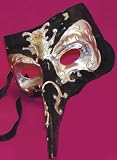 Midnight Casanova Venetian, Masquerade, Mardi Gras Mask Black/Silver Style C