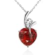 7.50 Carat Ruby & White Sapphire Heart Pendant in Sterling Silver with 18 Chain