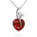 7.50 Carat Ruby & White Sapphire Heart Pendant in Sterling Silver with 18