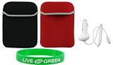 Non-OEM Amazon Kindle 2 Neoprene Sleeve Case with Car Charger - Reversible Red Black