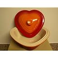 Le Creuset - Stoneware - 2.4L Deep Heart Dish / Casserole with Lid - VOLCANIC ORANGE