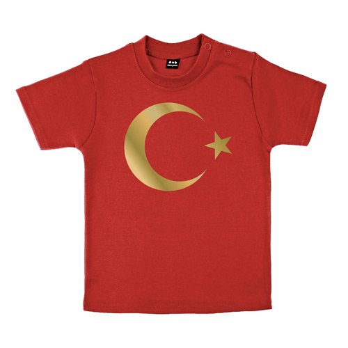 Baby – Kleinkinder T-Shirt – Türkei Türkiye – Textil red / Motiv gold Gr. 3-6 Monate