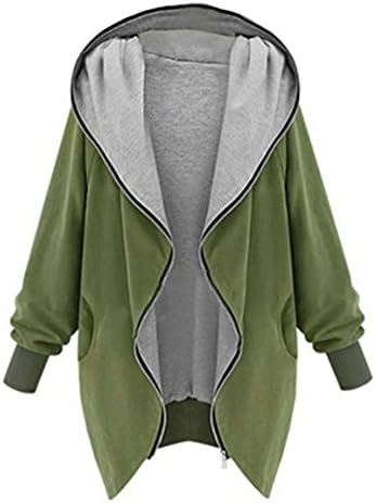 HN Womens Zipper Hoodie Kapuzen Jacket Parka Trench Coat Windbreaker (M, Green)