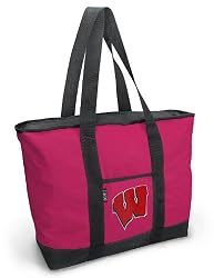University of Wisconsin Pink Tote Bag UW Badgers - For Travel or Beach Best Unique Gift Ideas for Her, Women, or Ladies