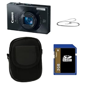 Canon PowerShot ELPH 520 HS 10.1 MP CMOS Digital Camera Bundle with Canon Metal Neck Strap, Carrying Bag & 2 GB SD Card