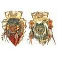 Decorative Native American Indian And Wolf Arrowhead With Accents 8" Set Of 2