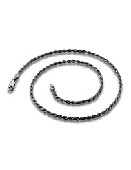 Black Rhodium Plated Sterling Silver Italian 16" Rope Chain 2.4MM ( 16", 18", 20" 22", 24" 30" Inch Lengths)
