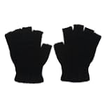 Regular Chenille Fingerless Glove-Black W27S38B