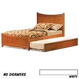 IMAGE OF Manhattan Platform Bed Full with Matching Foot Board with Trundle (White) (48.25