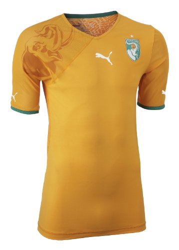 PUMA Herren Elfenbeinküste Heim-Trikot Replica, flame orange-pepper green-Ivory Coast, XL, 736014 13