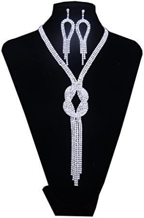 Fashion Bling Wedding Bridal Prom Princess Rhinstone Crystal Necklace Earrings Jewelry Sets