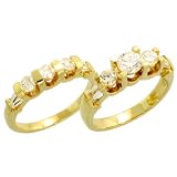 14k Gold 2 Piece Engagement Three Stone Ring Bridal Set (5mm; 3.5mm), w/ 0.45 Carat (Center) & 1.21 Carats (Sides) Brilliant Cut Diamonds, size 7 41ixOVVj4ZL. SL160 14k Gold 2 Piece Engagement Three Stone Ring Bridal Set (5mm; 3.5mm), w/ 0.45 Carat (Center) & 1.21 Carats (Sides) Brilliant Cut Diamonds, size 7