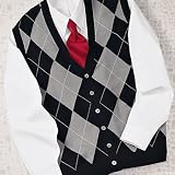 Silk/Cotton Argyle Cardigan Vest