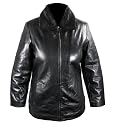 Ladies 3/4 Length Fur Collar Leather Jacket - Size : XL