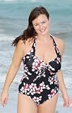 Midnight Garden Plus Size Halter One Piece - Plus Size Swimwear Plus Size Swimsuit