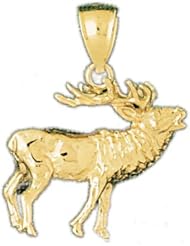Dazzlers Solid 14k Gold Elk Charm Pendant Available in three colors from jewelsberry (weights: 5.2 grams only)