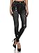 Simplicity Women's Denim Print Fake Jeans Seamless Footless Leggings,Dark Blue1