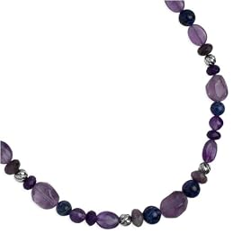 Sterling Silver Amethyst, Quartzite, Jade, and Sodalite Mixed Beads Necklace by