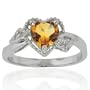14k White Gold Heart Citrine and Diamond Ring (.02 cttw, I-J Color, I1 Clarity), Size 7