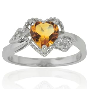 Buy 14k White Gold Heart Citrine and Diamond Ring (.02 cttw, I-J Color, I1 Clarity) by Amazon.com Collection