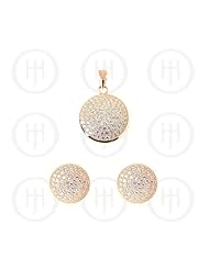 Sterling Silver -Rose Colour Plated Assorted CZ Circle Pendan