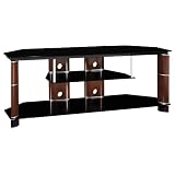 Bush Furniture Segments Large Swivel TV Stand, Rosebud Cherry/Bright Silver