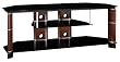 Bush Furniture Segments Large Swivel TV Stand, Rosebud Cherry/Bright Silver